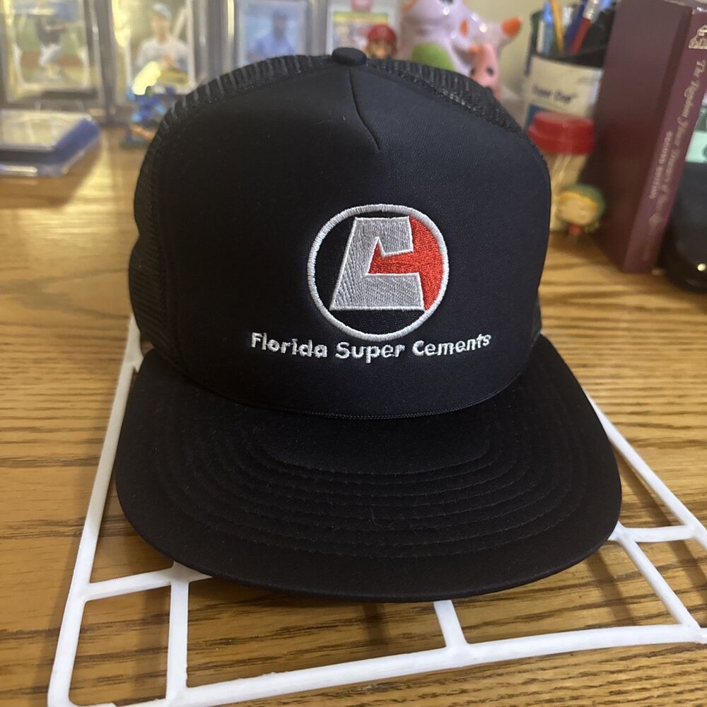 VTG Florida Super Cements Trucker Hat SnapBack Mesh Cap Black